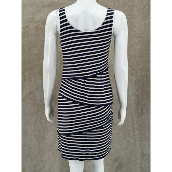 Ann Taylor LOFT Dress Womens‎ Small Sleeveless Shift Navy Stripe Tiered Nautical - Picture 5 of 10